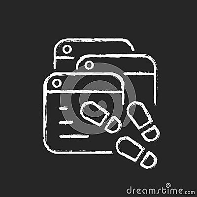 Digital trail chalk white icon on dark background Vector Illustration