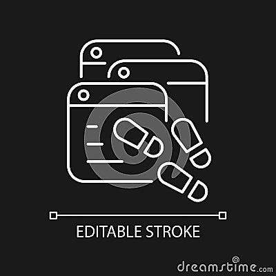 Digital trail white linear icon for dark theme Vector Illustration