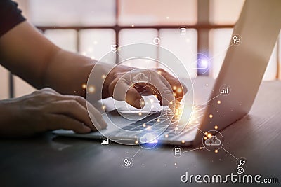 Digital transformation change management, internet of things. new technology bigdata and business process strategy, Ai technology Stock Photo