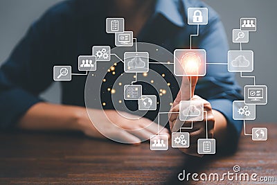 Digital transformation change management, internet of things. new technology bigdata and business process strategy, automate Stock Photo