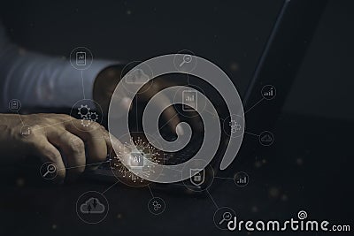 Digital transformation change management, internet of things. new technology bigdata and business process strategy, customer Stock Photo