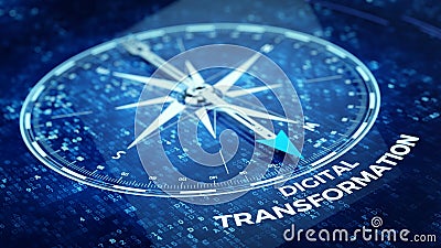 Digital Transformation concept - Compass needle pointing Digital Transformation word Stock Photo