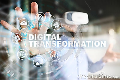 Digital transformation, Concept of digitization of business processes and modern technology. Stock Photo