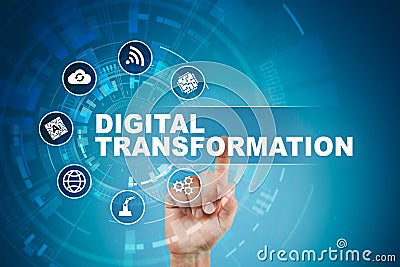 Digital transformation, Concept of digitization of business processes and modern technology. Stock Photo