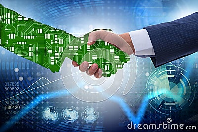 Digital transformation concept with handshake Stock Photo