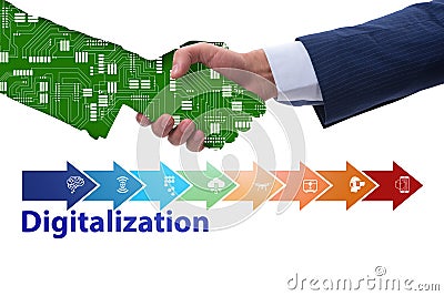 Digital transformation concept with handshake Stock Photo