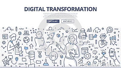 Digital Transformation Doodle Concept Vector Illustration