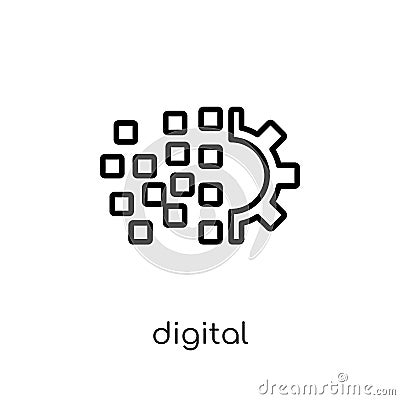 digital transformation icon. Trendy modern flat linear vector di Vector Illustration