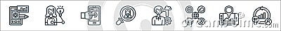 Digital transformation line icons. linear set. quality vector line set such as agile, roadmap, data classification, characteristic Vector Illustration