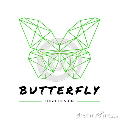 Digital transformation. Logo design. Polygonal color butterfly. vector Cartoon Illustration