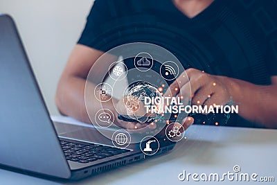 Digital transformation, Process automation. Concept of digitization of business processes Stock Photo