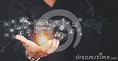 Digital transformation technology strategy, digitization and digitalization of business processes and data, optimize and automate Stock Photo