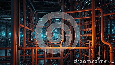 A digital twin of an industrial plant, with AI algorithms optimizing processes in real-time Stock Photo