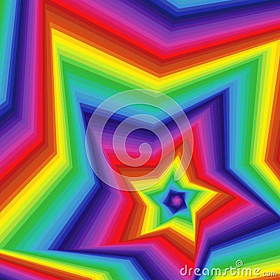 Digital twisted spectrum pentagonal star forms Vector Illustration