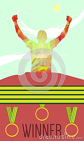 Digital vector, abstract winner sportman Vector Illustration