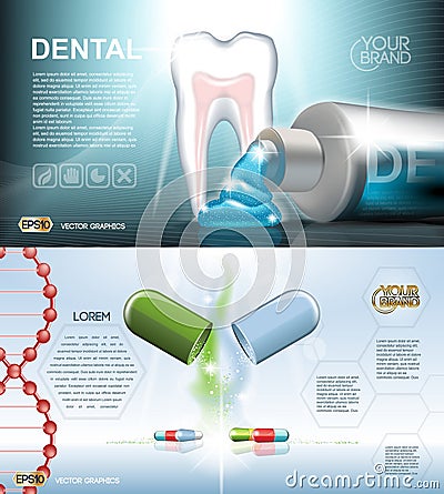 Digital vector blue medicine toothpaste Vector Illustration