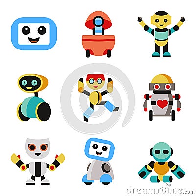 Digital vector companion robots icons set Stock Photo