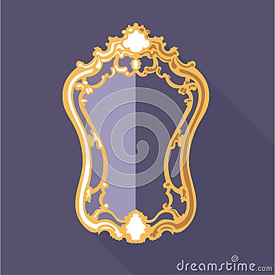 Digital vector golden and purple vintage mirror Vector Illustration