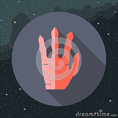 Digital vector with red alien hand Vector Illustration