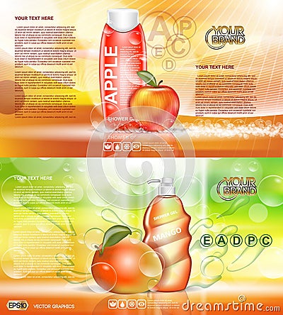 Digital vector red and orange shower gel Vector Illustration