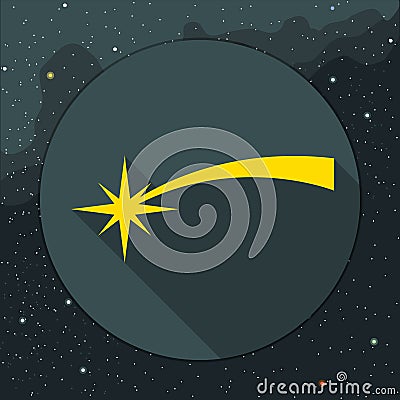 Digital vector yellow comet falling icon Vector Illustration