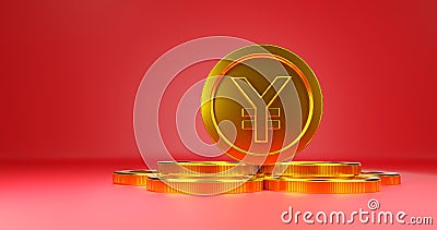 Digital version of the Chinese Yuan gold coins currency sign Stock Photo