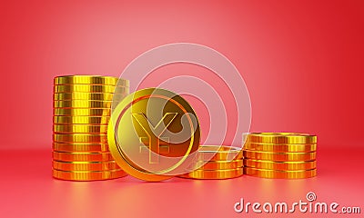 Digital version of the Chinese Yuan gold coins currency sign Stock Photo