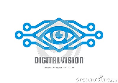 Digital vision - vector logo template concept illustration. Abstract human eye creative sign. Security technology and surveillance Vector Illustration