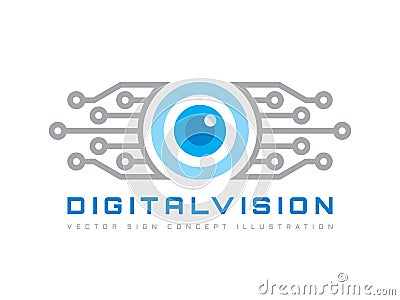 Digital vision - vector logo template concept illustration. Abstract human eye creative sign. Security technology and surveillance Vector Illustration