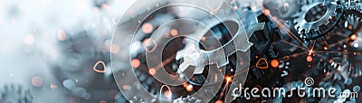 Digital Visionaries: Generative AI Technology with Abstract Gray Gears on White Background Generative AI Stock Photo