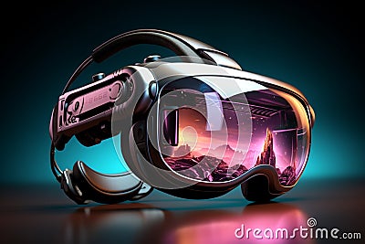 Digital vistas reimagined VR headset pioneers the future of immersive technology Stock Photo