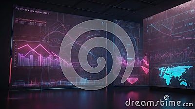 Digital visualization of data graphics in futuristic environment Stock Photo
