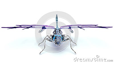 Digital war concept electronic computer dragonfly isolated Cartoon Illustration