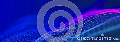 Digital wave with meny dots. Abstract backdrop of dynamic wave. Technology or science banner. 3d Stock Photo