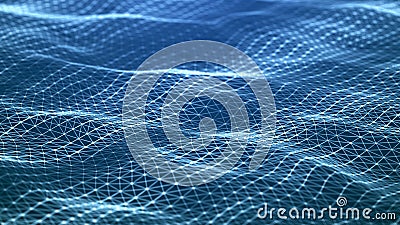 Digital wave with meny dots. Abstract backdrop of dynamic wave. Technology or science banner. 3d Stock Photo