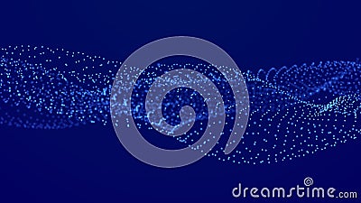 Digital wave with meny dots. Abstract backdrop of dynamic wave. Technology or science banner. 3d Stock Photo