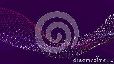 Digital wave with meny dots. Abstract backdrop of dynamic wave. Technology or science banner. 3d Stock Photo