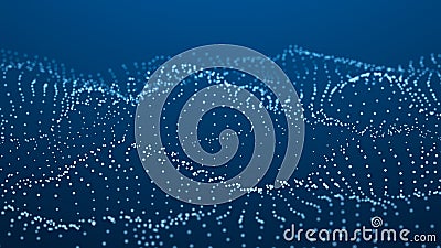 Digital wave with meny dots. Abstract backdrop of dynamic wave. Technology or science banner. 3d Stock Photo