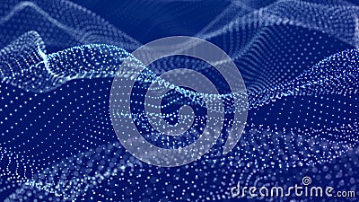 Digital wave with meny dots. Abstract backdrop of dynamic wave. Technology or science banner. 3d Stock Photo