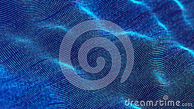 Digital wave with meny dots. Abstract backdrop of dynamic wave. Technology or science banner. 3d Stock Photo