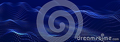 Digital wave with meny dots. Abstract backdrop of dynamic wave. Technology or science banner. 3d Stock Photo