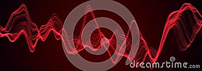 Digital wave with meny dots. Abstract backdrop of dynamic wave. Technology or science banner. 3d widescreen Stock Photo
