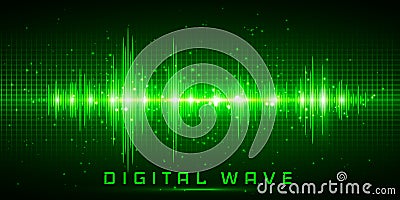Digital wave, Sound waves oscillating glow light, Abstract technology background - Vector Vector Illustration