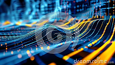 digital waveforms and circuits converging to form abstract symbols of various sports Stock Photo