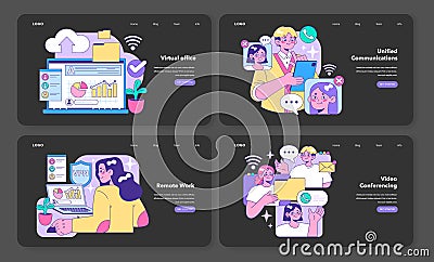 Digital Workspace set. Flat vector illustration. Vector Illustration