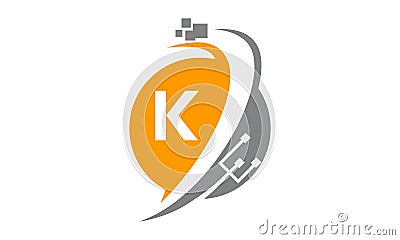 Digital World and Electrical Connections Initial K Vector Illustration