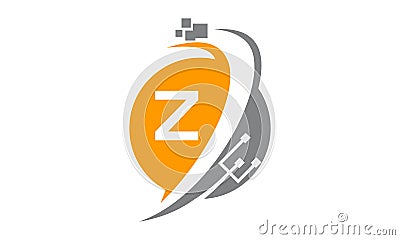 Digital World and Electrical Connections Initial Z Vector Illustration