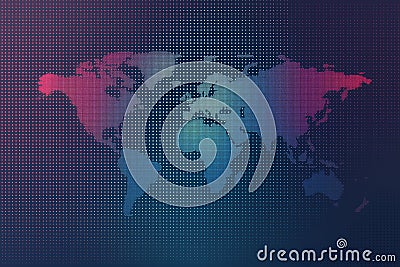 Digital world map future abstract background big data technology grid, Dotted Map Background, News backdrop, weather backdrop Stock Photo