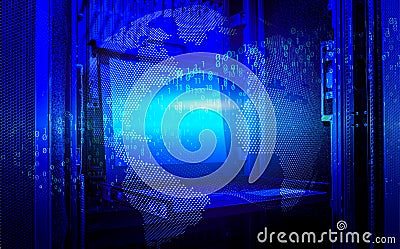 Digital world and modern technology concept earth binary code 3d rendering Stock Photo