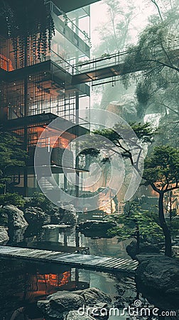 A digital world where virtual and physical realities merge creating a hyper real environment of endless possibilities Stock Photo